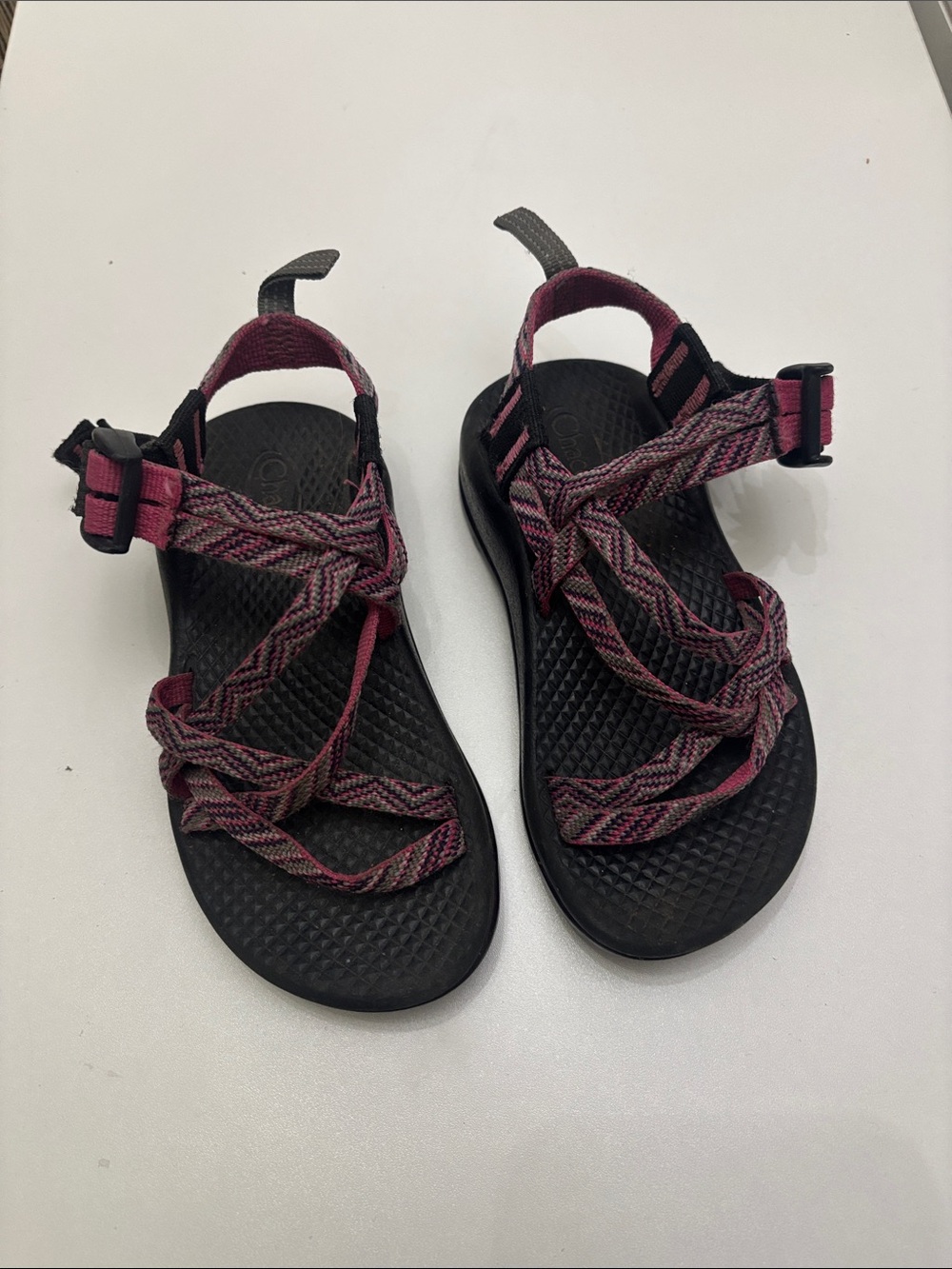 Chaco Kids' Black Sandals with Maroon Webbing